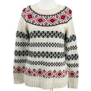 Talbots Sweater Womens Cream Fair Wool Blend Knit Pullover Petite S